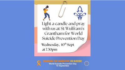 Invitation to light candle and pray for World Suicide Prevention Day at St. Wilfrid's Grantham