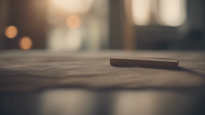 Un crayon solitaire repose sur une surface en bois poli dans une ambiance doucement éclairée.