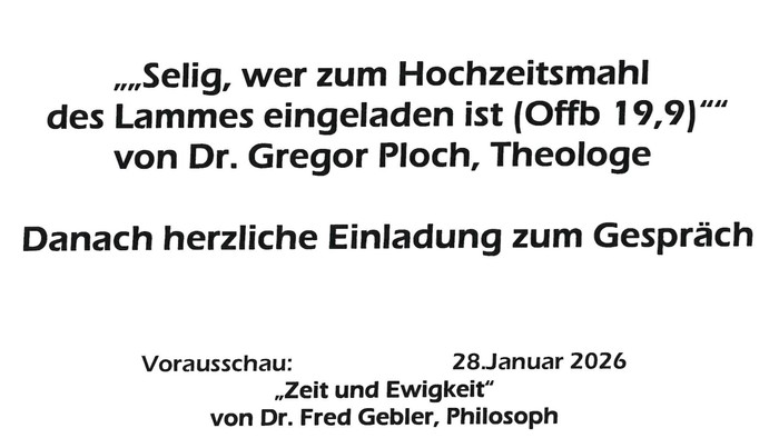 Vortrag zum Thema im Gemeindehaus St. Joseph, Greifswald am 13. November um 19.30 Uhr