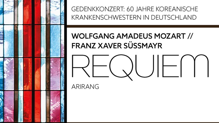 Plakat für ein Mozart- und Süssmayr-Requiem-Konzert zum Gedenken an 60 Jahre koreanische Pflegekräfte in Deutschland, am 22. März 2026.