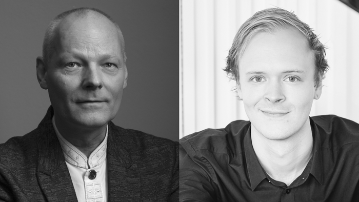 To billeder af to mænd, begge i sort-hvid.