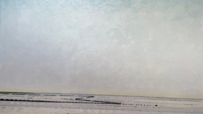 Dan Thuesen kalder sig selv for Marskens Maler. På hans billeder er der frit udsyn til hele horisonten og højt til himlen.