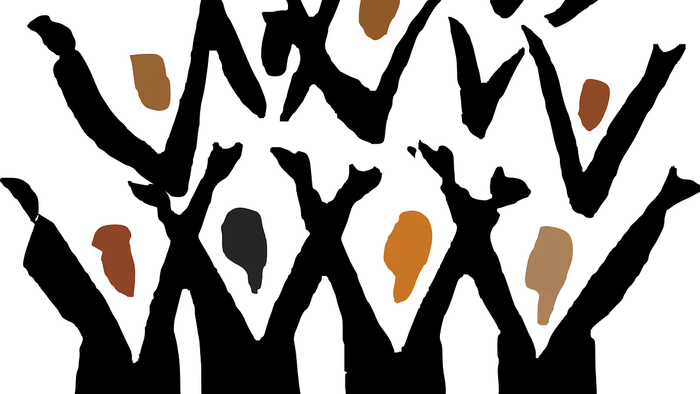 Brune abstrakte klatter spredt på en mørk baggrund.