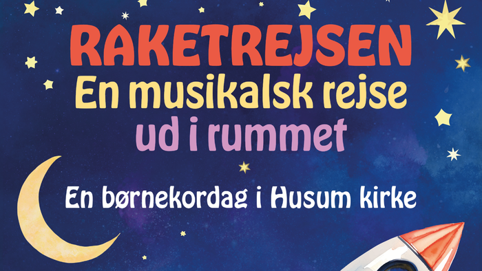 Børnearrangement med rumtema, raket, koncert og gratis morgenmad i Husum Kirke den 29. juni.