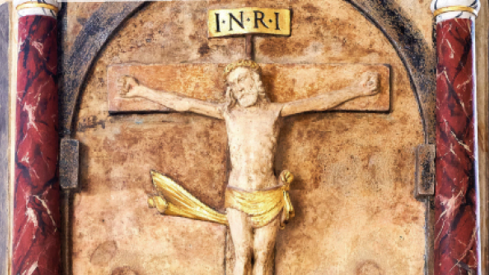 Plakatwerbung für Passionsmeditationen in der Heiligen Woche in der Kirche Leubnitz am 30. März, 31. März und 1. April um 19 Uhr.