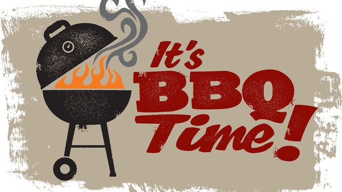Illustration of a grill with smoke and fire, text reads 