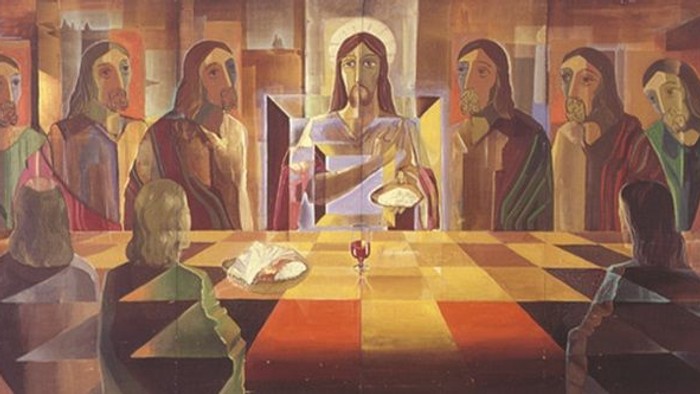 Billedet forestiller Jesus og hans disipler ved et fællesskab.