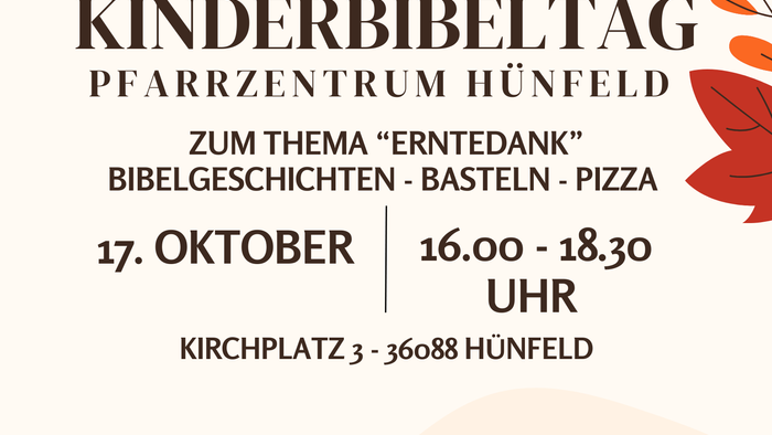 Ökumenischer Kinderbibeltag mit Basteln und Pizza in Hünfeld