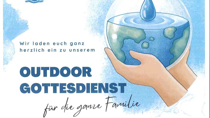 Flyer für Outdoor-Gottesdienst am 06. Juli 2025 im Schwimmbad Oberndorf