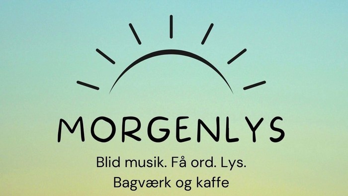 Morgenlys logo med sol og tekst om musik og kaffe