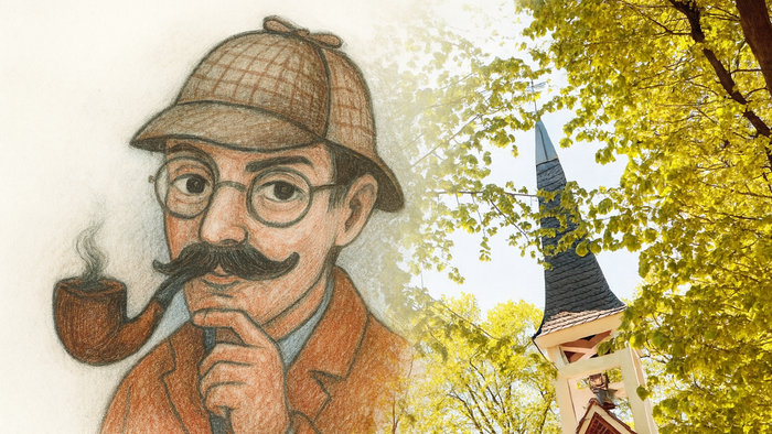 Foto von der Kirche Gartenstadt Staaken, zusammengefügt mit dem Motiv der Kinderbibelwoche