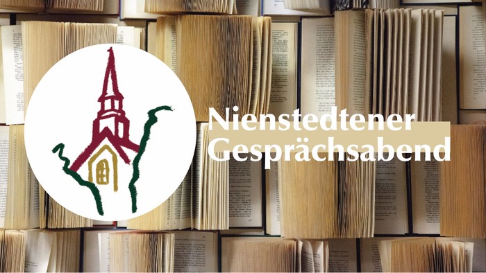 Bibliothek mit Kirchenlogo und Text 