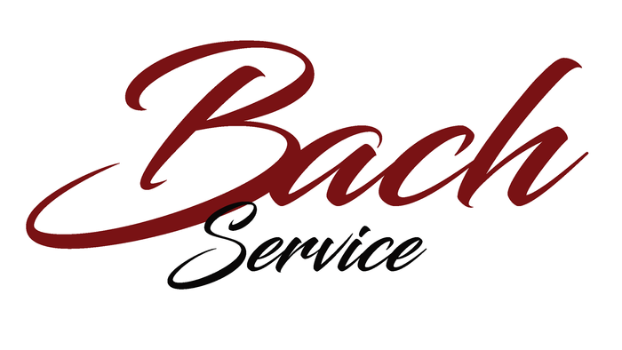 Bach-Service-Logo mit kursiver und Serifenschrift.