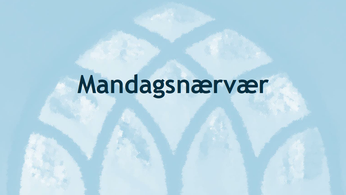 Billedet viser et blåtöntet mønster med det danske ord 'Mandagsnærvær'.