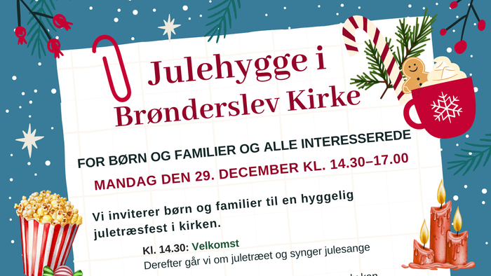 **Julefest invitation med festlige pynt og dansk tekst**