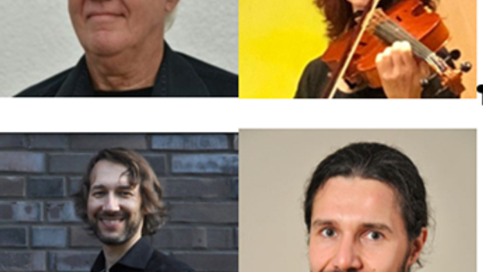 Vier Musiker mit verschiedenen Instrumenten