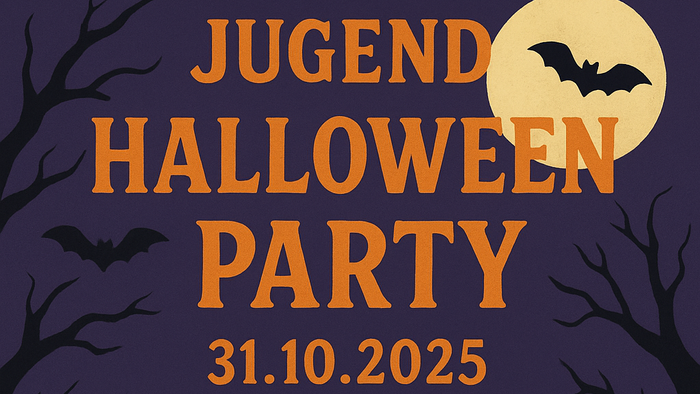 Jugend Halloween Party am 31.10.2025 von 19:00 bis 22:00 Uhr mit Grusel Buffet und Foto-Ecke.