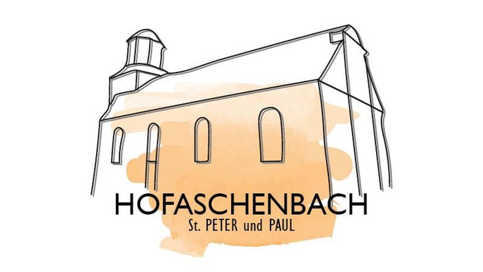 Das Bild zeigt die Hofschenbach-Kirche St. Peter und Paul als skizzenhaftes Bild.