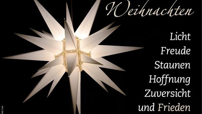 Weihnachtsstern mit Licht, Freude, Staunen, Hoffnung, Zuversicht und Frieden