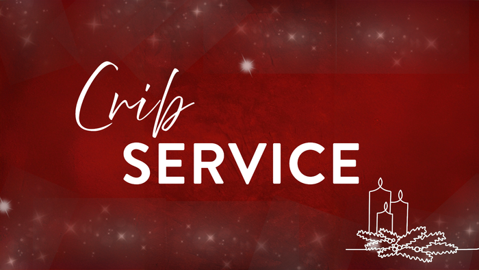 Candlelight service announcement with red background and white text