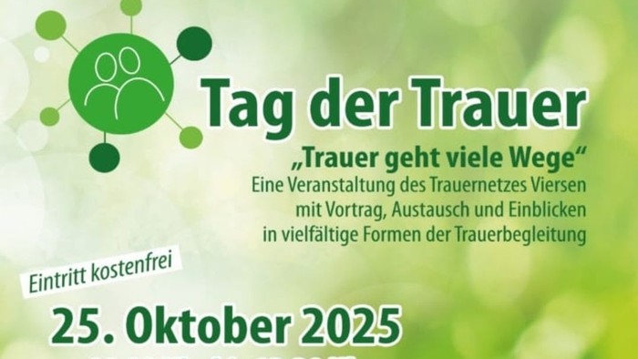 Tag der Trauer - Veranstaltung des Trauernetzwerkes Viersen am 25. Oktober 2025, 11-13.30 Uhr, Berufskolleg Dülken. Gastrednerin: Annika Sondermann, Witwe des Flugkapitäns der Germanwings 2015