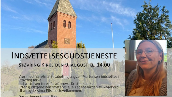Meddelelse om bisættelse for Alma Elisabeth Ljungvall-Mortensen i Støvring Kirke den 9. august kl. 14:00.