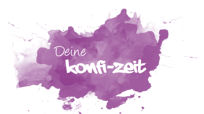Purpurfarbener Farbspritzer mit weißem Text 