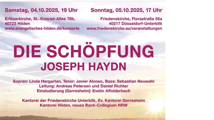 Flyer zur Aufführung von Joseph Haydns Schöpfung mit Datum und Veranstaltungsort