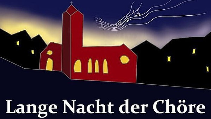 Das Bild zeigt eine Kirche bei Nacht mit einem fliegenden Chorknaben.