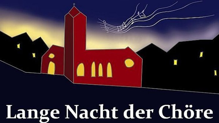 Das Bild zeigt eine Kirche bei Nacht mit einem fliegenden Chorknaben.