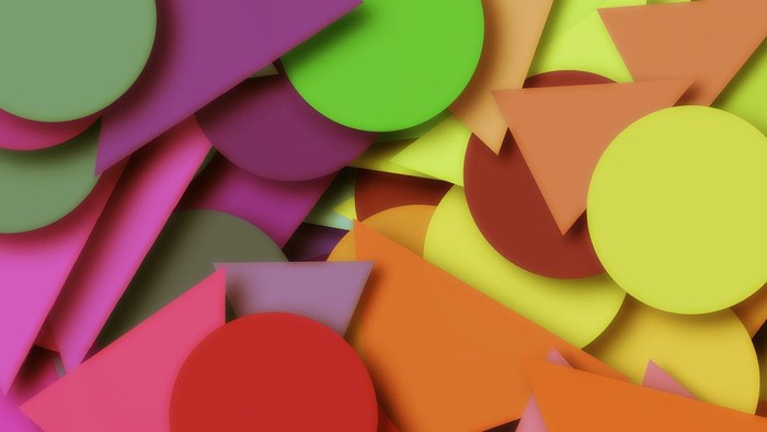 Bunte, überlappende geometrische Formen in 3D-Ansicht