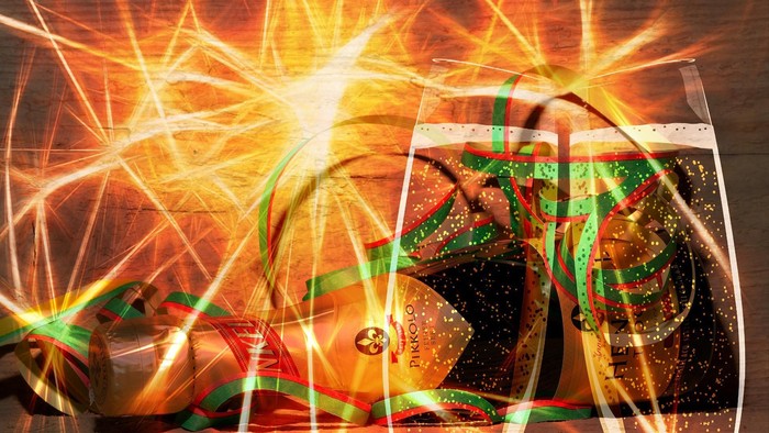 Et levende, abstrakt billede med klart lys og farverige linjer.