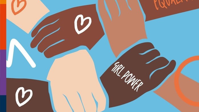 Plakat zur Bewerbung eines Selbstverteidigungskurses zum Internationalen Frauentag für Mädchen und junge Frauen im Alter von 14 bis 27 Jahren.