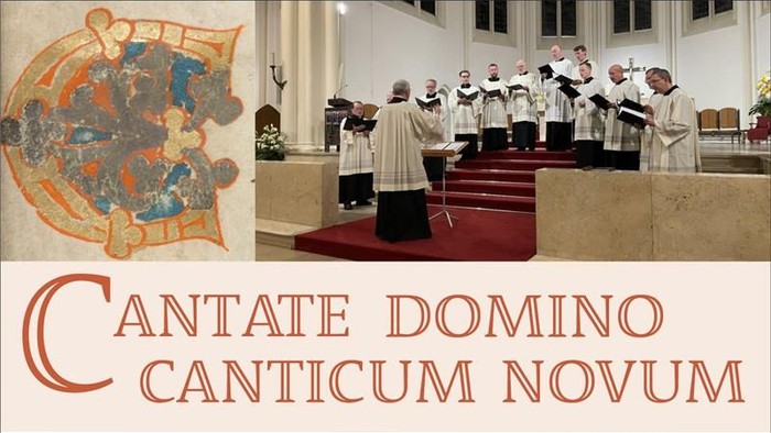 Kirchenchor-Gesang, mittelalterliche Kunst, lateinischer Text