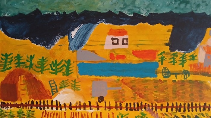 Ein Kunstwerk des Malers Reiner Köhn von Moarts auf dem ein Feld abgebildet ist.