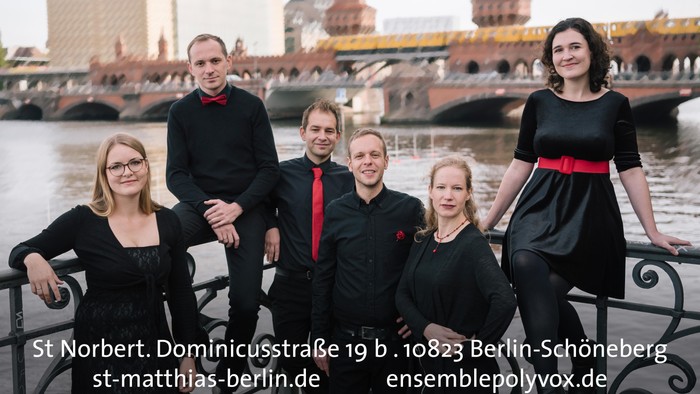 Musikalische Gestaltung der Heiligen Messe in St. Norbert durch Ensemble Polyvox am 1. Dezember 2024 um 11 Uhr mit vorweihnachtlicher Vokalmusik im Anschluss.