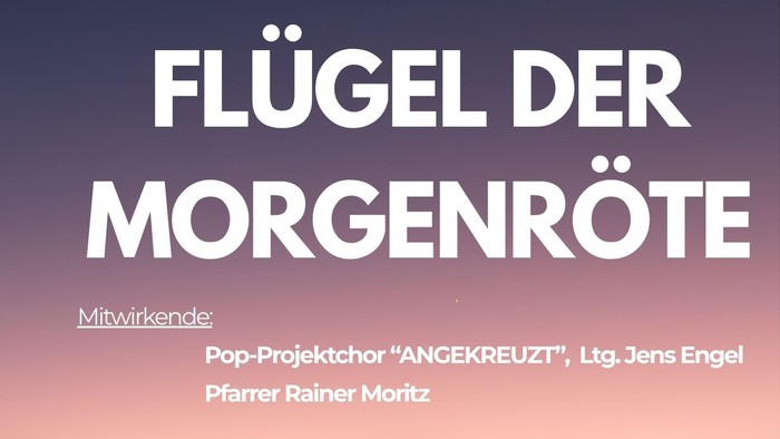 Plakat für die religiöse Veranstaltung *„Flügel der Morgenröte“* mit Terminen und Orten.
