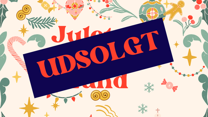 Farverig juleinspireret illustration med teksten