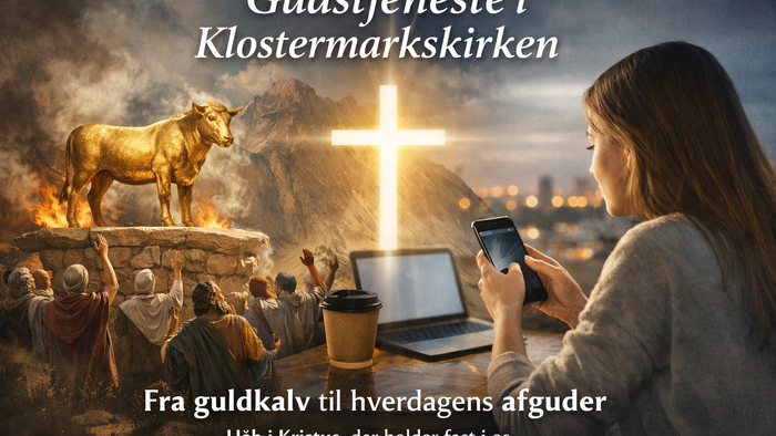 En kvinde følger religiøse gudstjenester online og blander gamle bibelske scener med moderne digital tilbedelse.