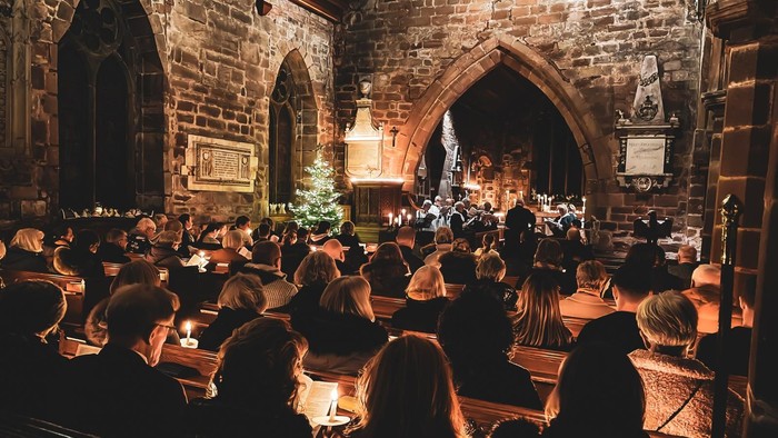 Church service with choir and congregation.