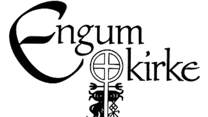 Engum kirke logo med kors og drage