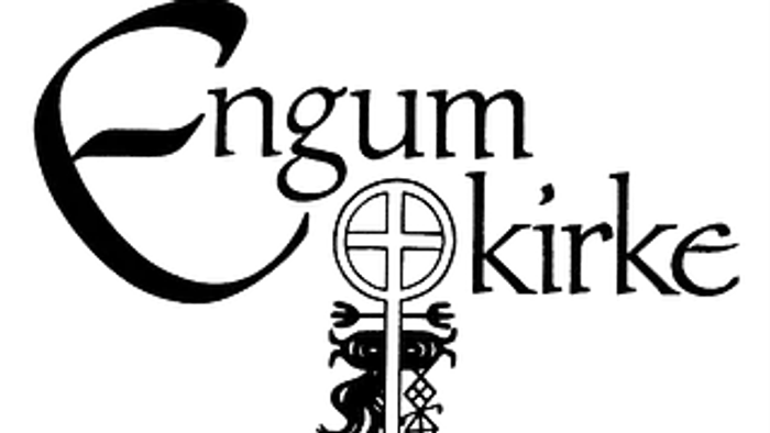 Engum kirke logo med kors og drage