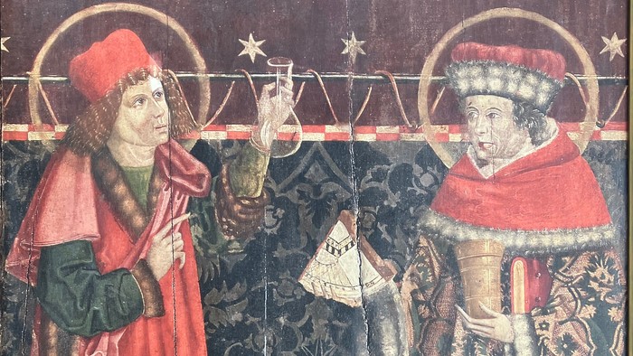 Zwei adelig gekleidete Personen in historischer Szene