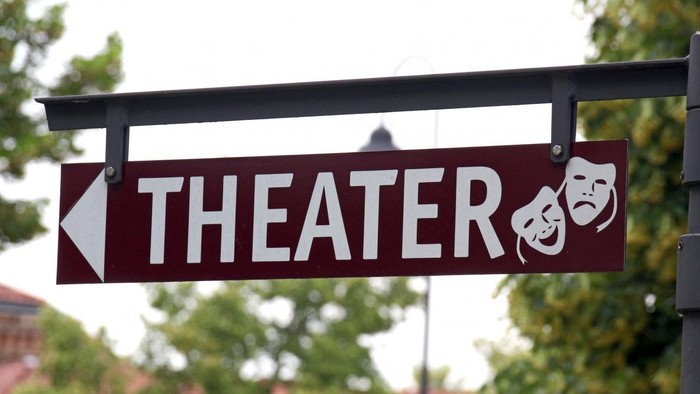 Wegweiser mit der Aufschrift Theater