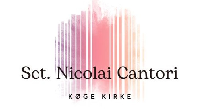 Logo for Køge Kirke med abstrakt kunst og navnet 