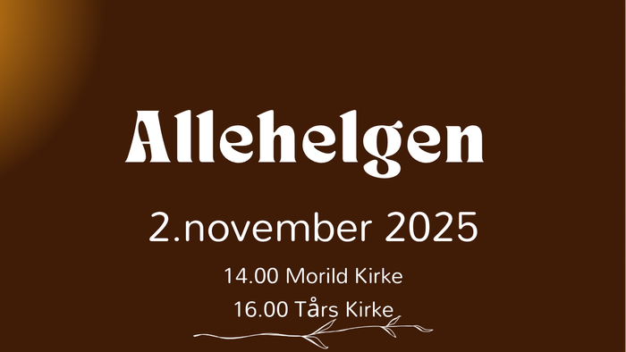 Invitation til allehelgen 2. november 2025 med tidsangivelser og aktiviteter.