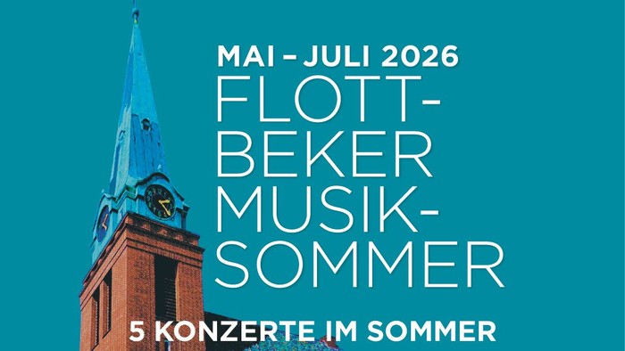 Werbeplakat für die Flott-Beker Musiksommer-Konzerte von Mai bis Juli 2026 mit fünf Sommerauftritten.