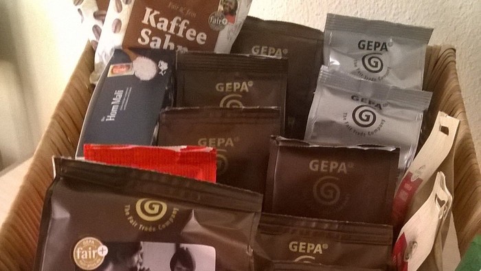 Warenkorb mit Kaffee