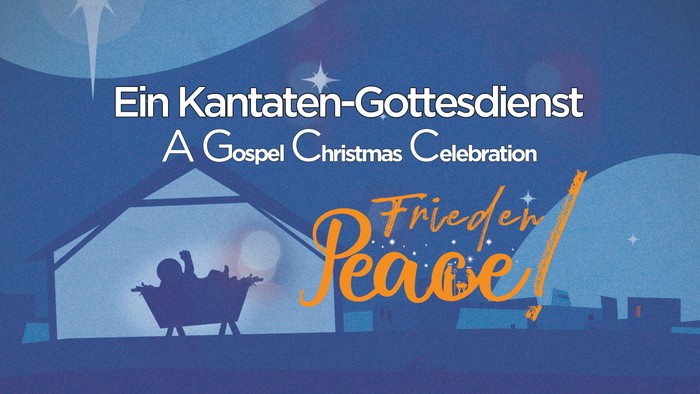 Ein Kantaten-Gottesdienst mit Weihnachtsgeschichte und besinnlichen Texten, illustriert mit einer Krippe und einem Sternenhimmel