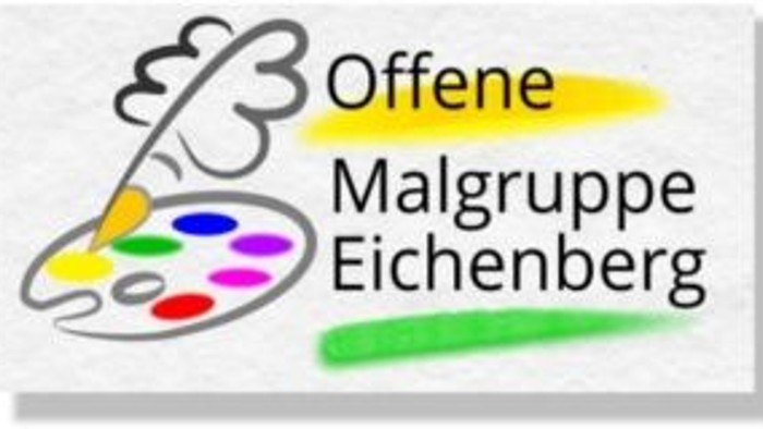 Das Bild zeigt ein Logo mit einer Malpalette und einem Pinsel sowie den Text *„Offene Malgruppe Eichenberg“*.